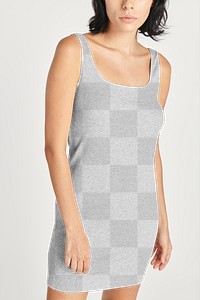 Gray fitted dress png mockup