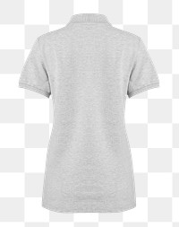 Women's gray polo shirt png mockup rear view