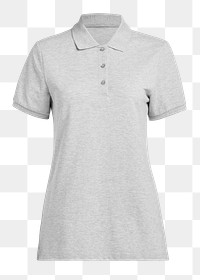 Women's gray polo shirt png mockup