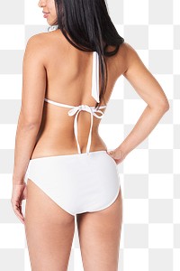 Women&#39;s white bikini png mockup