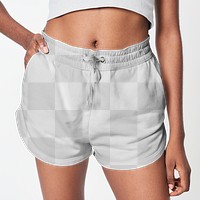 Black woman wearing png shorts mockup