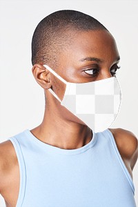 PNG woman in face mask mockup 