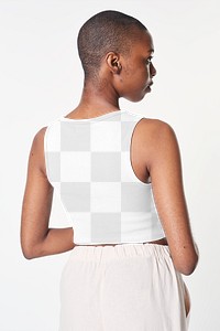 Png women's crop top mockup rear view