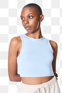 Png women's blue crop tank top 