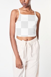 Black woman in a singlet top mockup png