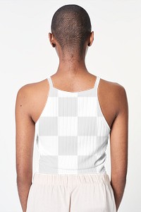 Png women's crop top mockup rear view