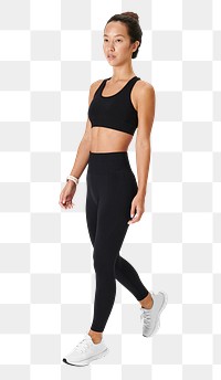 Women's leggings and sports bra png active wear mockup