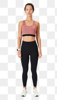 Women&#39;s leggings and sports bra png active wear mockup