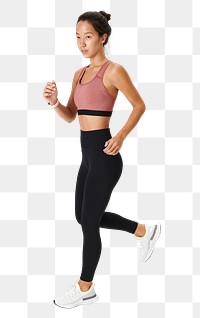Women&#39;s leggings and sports bra png active wear mockup