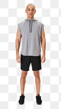 Png men's gray sleeveless hoodie 