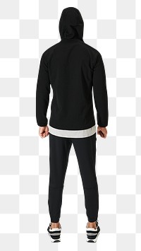 Png men&#39;s black hoodie t-shirt mockup