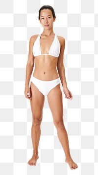 Asian woman in white bikinis png mockup