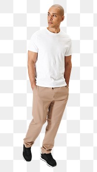 Png man in a white t-shirt mockup