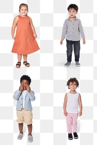 Png kid's casual fashion full body model set