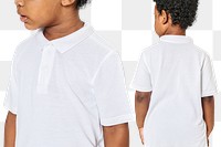 Black boy in white collar t shirt png mockup front and back