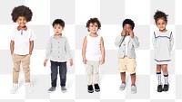 Preschoolers's casual outfits png mockup full body