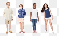Kid&#39;s casual outfits png mockup full body