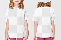 Girl's casual t shirt png mockup front and back