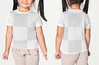 Girl's casual t shirt png mockup front and back