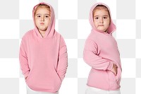 Png little girl wearing hoodie mockup