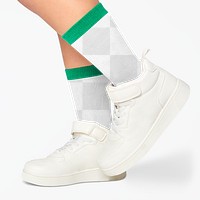 Kid png socks mockup white sneakers close up