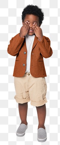 Png black boy wearing shorts suit full body mockup