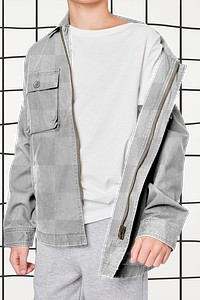 Boy's jacket png mockup in studio