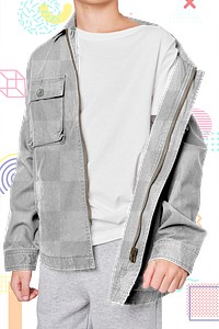 Boy's jacket png mockup in studio