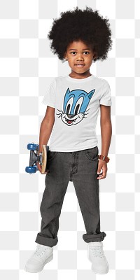 Png black boy in t-shirt and pants full body mockup