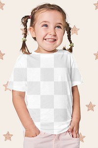 Girl's casual t shirt png mockup in studio