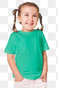 Girl's casual green t shirt png mockup