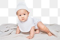 Png baby crawling mockup in a studio shoot