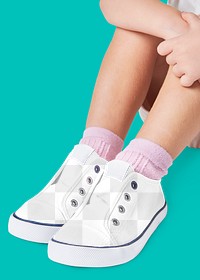 Girl sneakers mockup png kid fashion