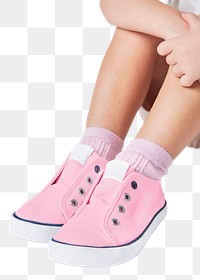 Girl png pink sneakers mockup studio shot
