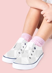 Girl png sneakers mockup studio shot