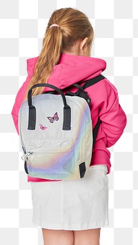 Png girl with school bag mockup 