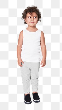 Girl's white tank top png full body mockup