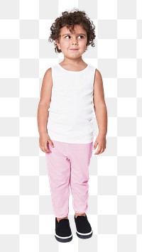 Girl's white tank top png full body mockup