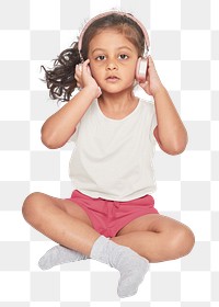 Png girl with headphones mockup