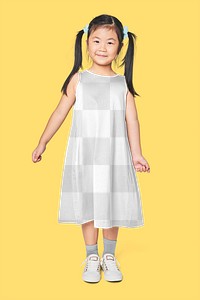 Asian girl in png dress full body mockup