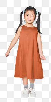 Asian girl in dress full body png mockup