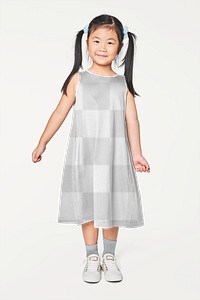 Asian girl in png dress full body mockup