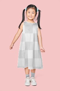 Asian girl in png dress full body mockup