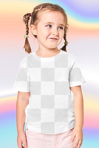 Girl wearing t shirt png mockup in studio