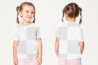 Girl's casual t shirt png mockup front and back