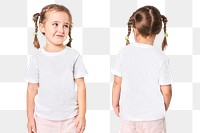 Girl&#39;s casual white t-shirt png mockup