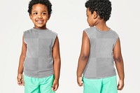 Black boy wearing tee png mockup front and back