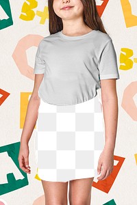 Woman wearing t-shirt and png skirt mockup