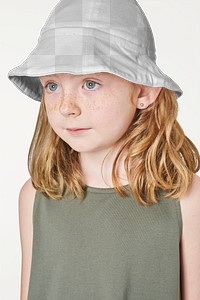 Bucket hat mockup png on girl model