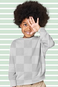 Black boy wearing sweater png mockup